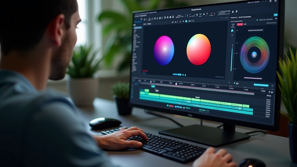 Interface de software de color grading mostrando wheels de cor, masks e controles de efeitos secundários